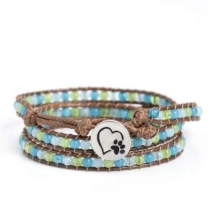 Paw print Bracelet - Multicolored beads